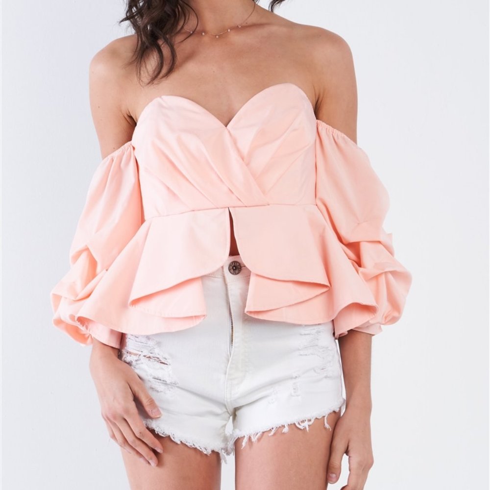 OFF SHOULDER PEPLUM CROP TOP